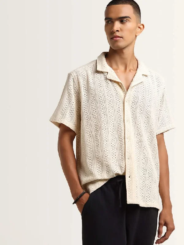 Women's embroidered ethnic pants Ripped women jeans for a rebellious and fashion - forward style ETA Beige Knit-Textured Relaxed Fit Shirt Women's embroidered ethnic pants Ripped women jeans for a rebellious and fashion - forward style ETA Beige Knit-Textured Relaxed Fit Shirt