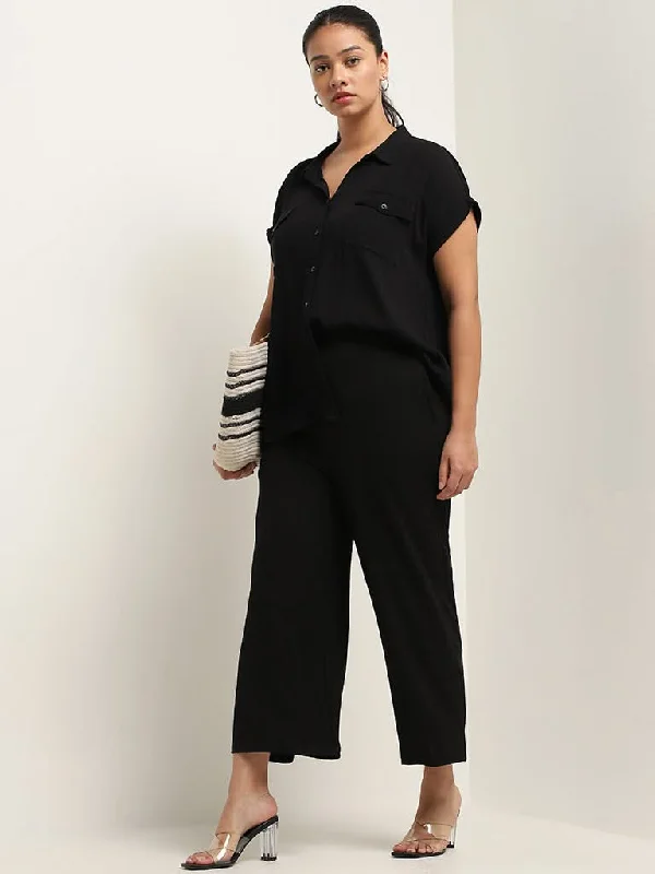 Women's pants for music festivals Ripped women jeans for a rebellious and fashion - forward style Gia Black Ribbed Mid Rise Flared Pants Women's pants for music festivals Ripped women jeans for a rebellious and fashion - forward style Gia Black Ribbed Mid Rise Flared Pants