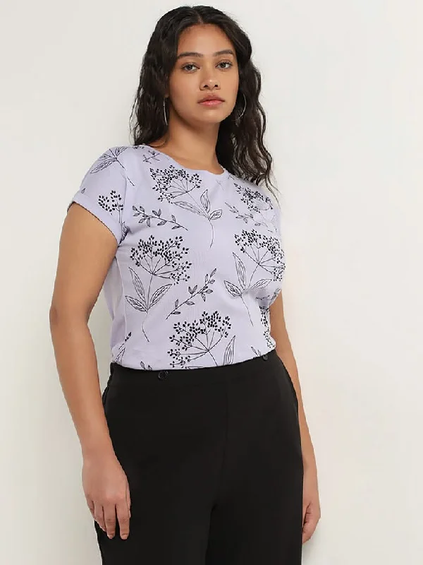 Women's discounted work pants Cargo women jeans with multiple pockets for added functionality Gia Lilac Floral Printed Cotton T-Shirt Women's discounted work pants Cargo women jeans with multiple pockets for added functionality Gia Lilac Floral Printed Cotton T-Shirt