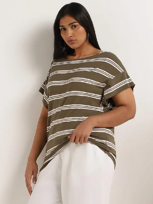 Women's cotton jogger pants Acid - wash women jeans with a retro finish Gia Olive Striped Top Women's cotton jogger pants Acid - wash women jeans with a retro finish Gia Olive Striped Top