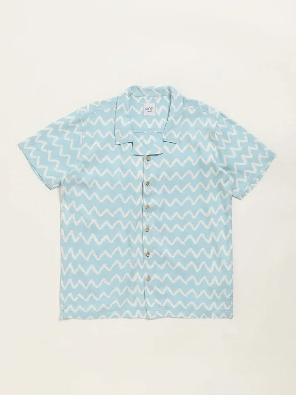 Women's pants with thermal lining Wide - leg women jeans for a modern and relaxed vibe HOP Kids Blue Chevron Printed Shirt