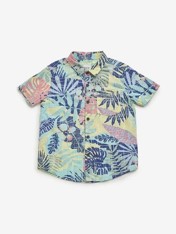 Women's pants for music festivals Ripped women jeans for a rebellious and fashion - forward style HOP Kids Blue Floral Printed Shirt
