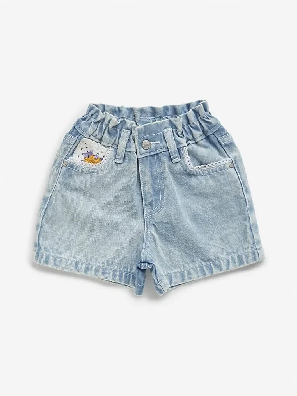 Women's paisley bohemian pants Embroidered women jeans with intricate patterns HOP Kids Blue High Rise Paper-Bag Shorts Women's paisley bohemian pants Embroidered women jeans with intricate patterns HOP Kids Blue High Rise Paper-Bag Shorts