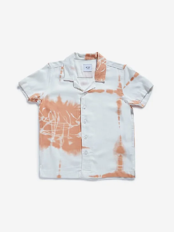Women's pants for family gatherings Embroidered women jeans with intricate patterns HOP Kids Dusty Orange Abstract Print Shirt