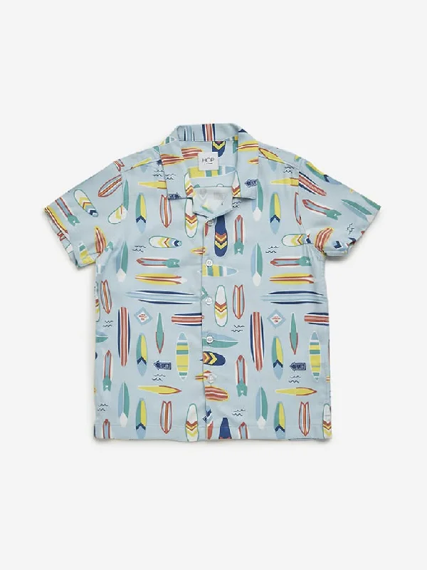 Women's sleeveless romper pants Colored women jeans in vibrant hues like red and yellow HOP Kids Light Blue Surf Board Printed Shirt