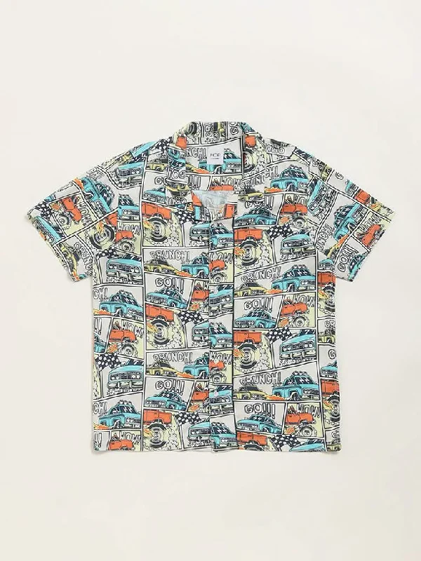 Women's pants for beach parties Straight - leg women jeans with a classic and timeless appeal HOP Kids Multicolour Printed Shirt