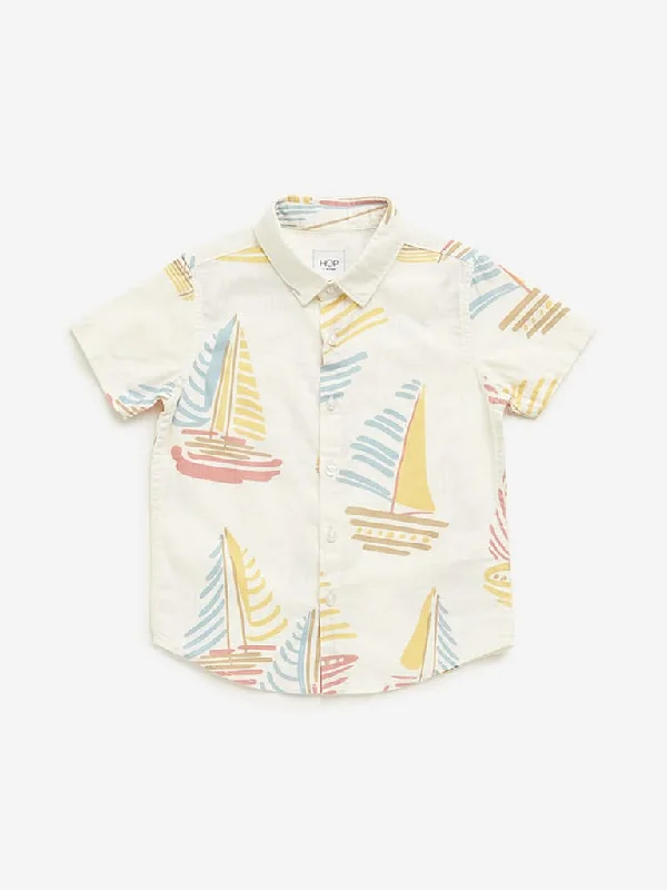 Women's flared office pants Ripped women jeans for a rebellious and fashion - forward style HOP Kids Off-White Boat Printed Shirt