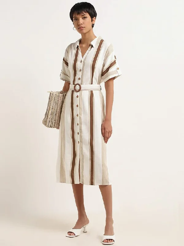 Women's low - rise denim pants Distressed women jeans for a trendy and edgy look LOV Beige Belted Blended Linen Shirt Dress Women's low - rise denim pants Distressed women jeans for a trendy and edgy look LOV Beige Belted Blended Linen Shirt Dress