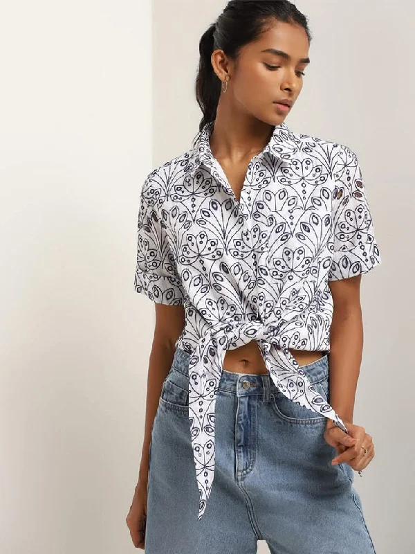 Women's wide - leg dress pants Bootcut women jeans to complement various shoe styles LOV White Embroidered Cotton Shirt Women's wide - leg dress pants Bootcut women jeans to complement various shoe styles LOV White Embroidered Cotton Shirt