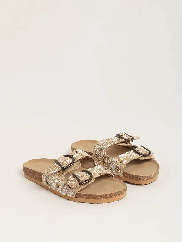 Women's pants with quick - dry fabric Button - fly women jeans with a traditional touch LUNA BLU Beige Dual-Strap Comfort Sandals