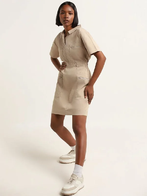 Women's sequined party pants Mom jeans for a nostalgic and casual look Nuon Beige Cotton Blend Cargo Straight Shirt Dress Women's sequined party pants Mom jeans for a nostalgic and casual look Nuon Beige Cotton Blend Cargo Straight Shirt Dress