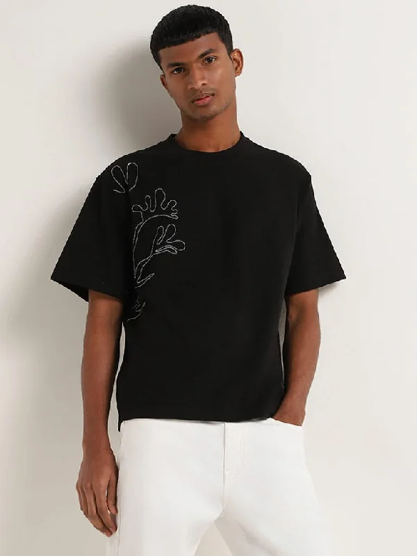 Women's corduroy fall pants Dark - wash women jeans for a sophisticated and slimming effect Nuon Black Embroidered Cotton Blend Relaxed Fit T-Shirt Women's corduroy fall pants Dark - wash women jeans for a sophisticated and slimming effect Nuon Black Embroidered Cotton Blend Relaxed Fit T-Shirt