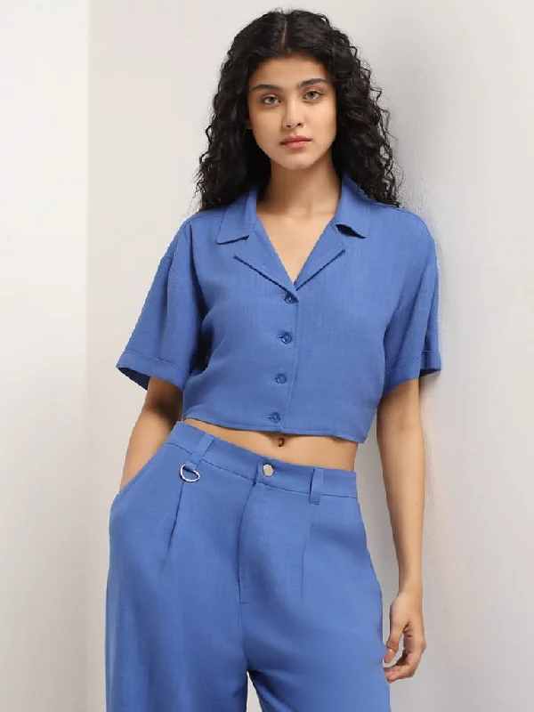 Women's suede fashion pants Jeggings women jeans combining the comfort of leggings and style of jeans Nuon Blue Blended Linen Cropped Shirt