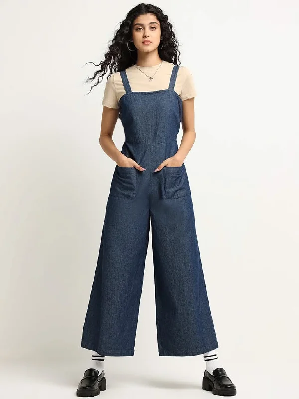 Women's printed floral pants High - waisted women jeans for a flattering silhouette Nuon Blue Denim Jumpsuit Women's printed floral pants High - waisted women jeans for a flattering silhouette Nuon Blue Denim Jumpsuit