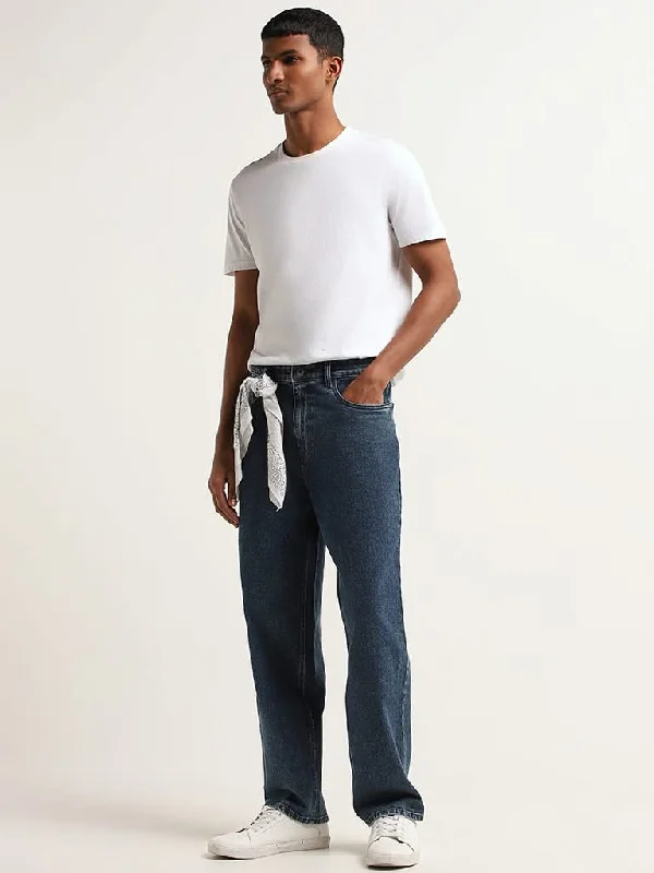 Women's pants for family gatherings Embroidered women jeans with intricate patterns Nuon Blue Relaxed Fit Mid Rise Jeans Women's pants for family gatherings Embroidered women jeans with intricate patterns Nuon Blue Relaxed Fit Mid Rise Jeans