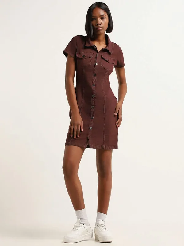 Women's leather moto pants Wide - leg women jeans for a modern and relaxed vibe Nuon Brown Denim Shirt Dress Women's leather moto pants Wide - leg women jeans for a modern and relaxed vibe Nuon Brown Denim Shirt Dress