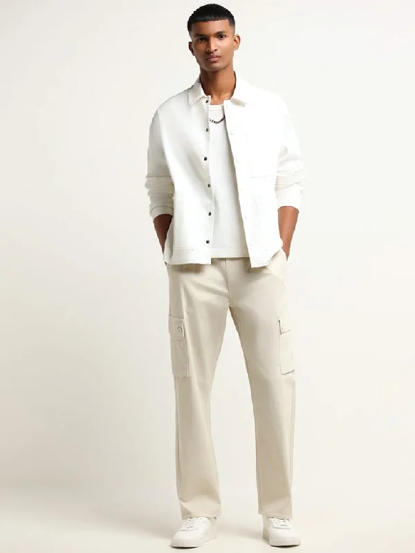Women's matching top and pants set Mom jeans for a nostalgic and casual look Nuon Cream Mid Rise Cotton Blend Relaxed Fit Cargo Pants Women's matching top and pants set Mom jeans for a nostalgic and casual look Nuon Cream Mid Rise Cotton Blend Relaxed Fit Cargo Pants