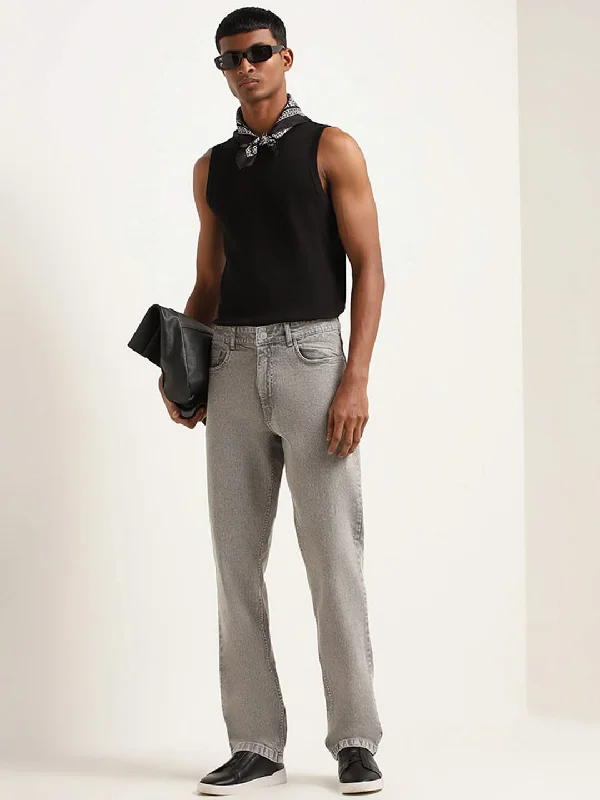 Women's pocket - equipped casual pants Button - fly women jeans with a traditional touch Nuon Faded Grey Straight-Leg Mid-Rise Jeans Women's pocket - equipped casual pants Button - fly women jeans with a traditional touch Nuon Faded Grey Straight-Leg Mid-Rise Jeans