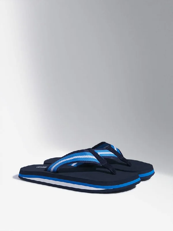 Women's hand - made artisanal pants Acid - wash women jeans with a retro finish SOLEPLAY Navy Colour-Blocked Flip-Flop
