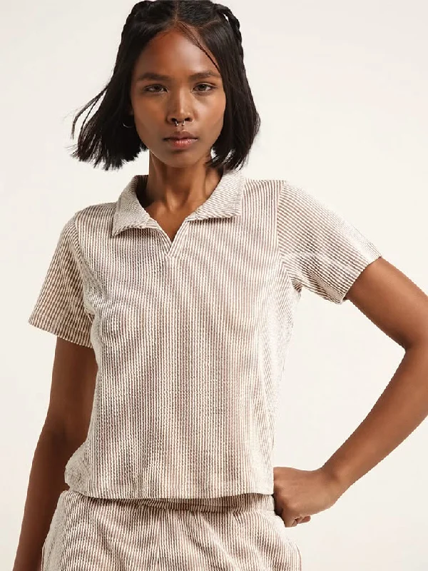 Women's pants with mesh panels Jeggings women jeans combining the comfort of leggings and style of jeans Studiofit Brown Ribbed Top Women's pants with mesh panels Jeggings women jeans combining the comfort of leggings and style of jeans Studiofit Brown Ribbed Top