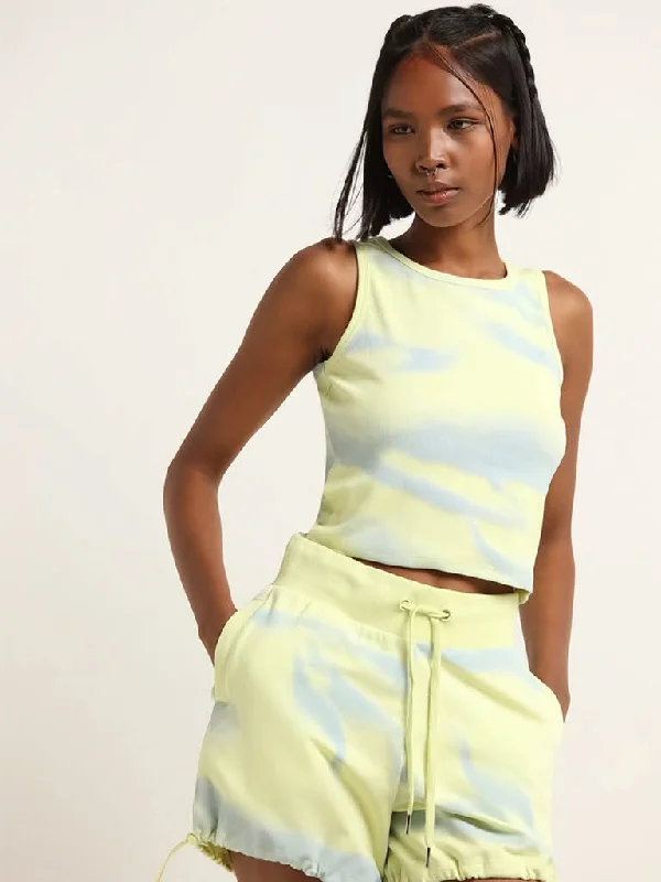 Women's ruffled hem dress pants Cargo women jeans with multiple pockets for added functionality Studiofit Yellow Cotton Blend Ribbed Top