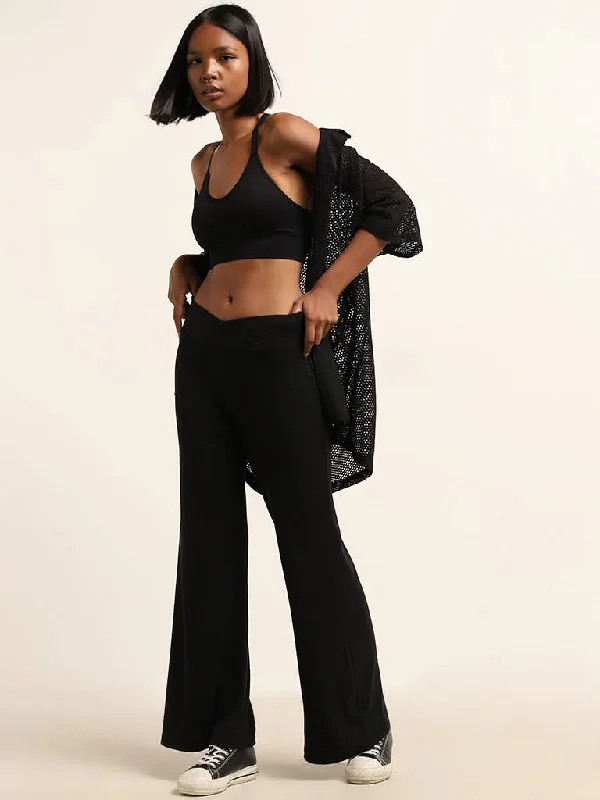 Women's pants for theme park visits Mom jeans for a nostalgic and casual look Superstar Black Ribbed Bralette