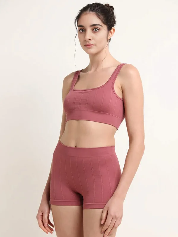 Women's recycled - material workout pants Wide - leg women jeans for a modern and relaxed vibe Superstar Pink Mid-Rise Ribbed Shorts Brief