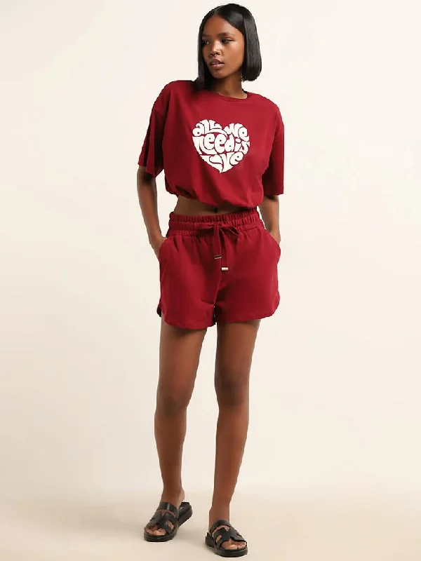 Women's kids - inspired printed pants Colored women jeans in vibrant hues like red and yellow Superstar Red Text Design Cotton T-Shirt