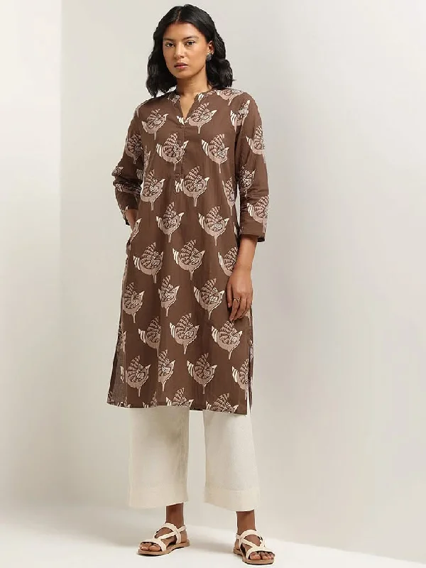 Women's pants for yoga studio Cargo women jeans with multiple pockets for added functionality Utsa Brown Straight Fit Printed Cotton Kurta Women's pants for yoga studio Cargo women jeans with multiple pockets for added functionality Utsa Brown Straight Fit Printed Cotton Kurta