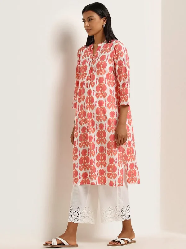 Women's senior - friendly lounge pants Embroidered women jeans with intricate patterns Utsa Coral Ikat Printed Cotton Straight Kurta Women's senior - friendly lounge pants Embroidered women jeans with intricate patterns Utsa Coral Ikat Printed Cotton Straight Kurta