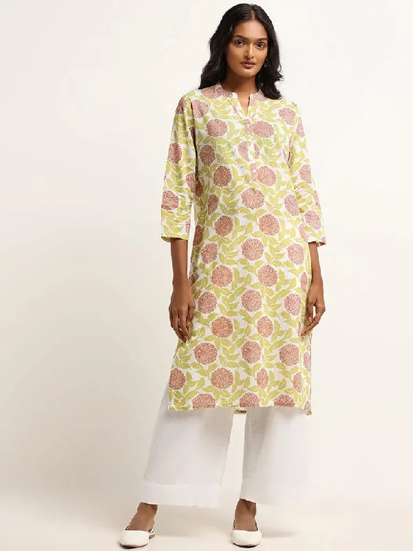 Women's pants for family gatherings Embroidered women jeans with intricate patterns Utsa Green Floral Print Cotton Kurta Women's pants for family gatherings Embroidered women jeans with intricate patterns Utsa Green Floral Print Cotton Kurta