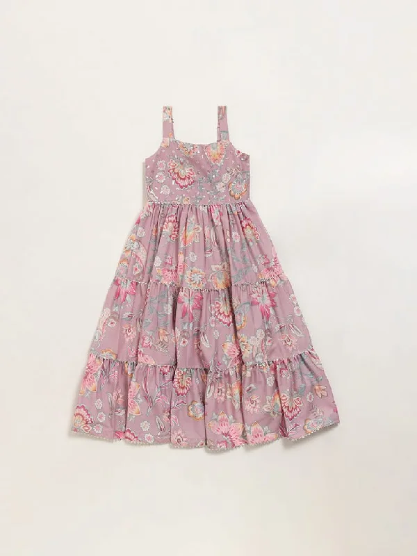 Women's matching top and pants set Mom jeans for a nostalgic and casual look Utsa Kids Lilac Strappy Printed Dress (2 - 8yrs)