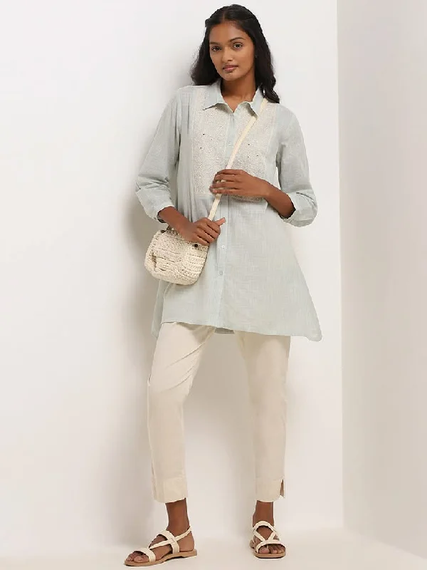 Women's cotton jogger pants Acid - wash women jeans with a retro finish Utsa Light Blue Embroidered Cotton Tunic Women's cotton jogger pants Acid - wash women jeans with a retro finish Utsa Light Blue Embroidered Cotton Tunic