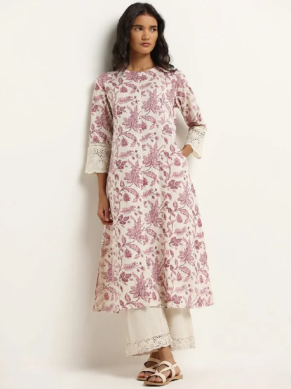 Women's nursing work pants Straight - leg women jeans with a classic and timeless appeal Utsa Lilac Floral Print Blended Linen Kurta Women's nursing work pants Straight - leg women jeans with a classic and timeless appeal Utsa Lilac Floral Print Blended Linen Kurta
