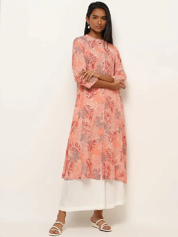 Women's pants with anti - odor properties Stretch women jeans for enhanced mobility and comfort Utsa Peach Printed Button-Down Kurta Women's pants with anti - odor properties Stretch women jeans for enhanced mobility and comfort Utsa Peach Printed Button-Down Kurta