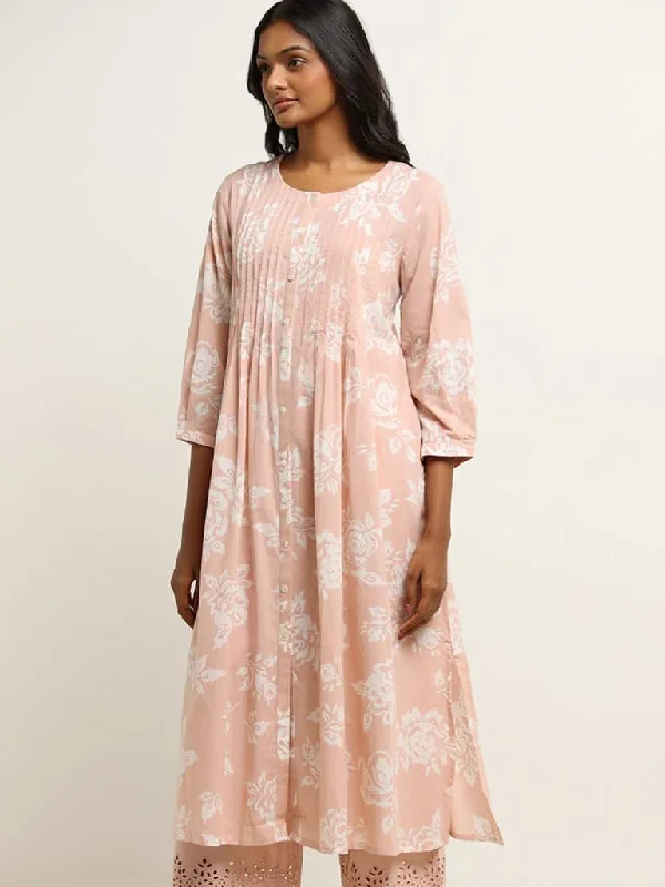 Women's pants with hidden pockets Embellished women jeans with studs or rhinestones for a glamorous touch Utsa Pink Floral Printed Cotton Pintuck Kurta Women's pants with hidden pockets Embellished women jeans with studs or rhinestones for a glamorous touch Utsa Pink Floral Printed Cotton Pintuck Kurta