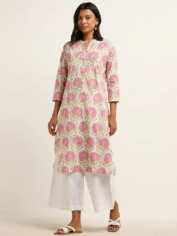 Women's linen summer pants High - rise flare women jeans for a 70s - inspired look Utsa Pink Floral Printed Cotton Straight Kurta Women's linen summer pants High - rise flare women jeans for a 70s - inspired look Utsa Pink Floral Printed Cotton Straight Kurta