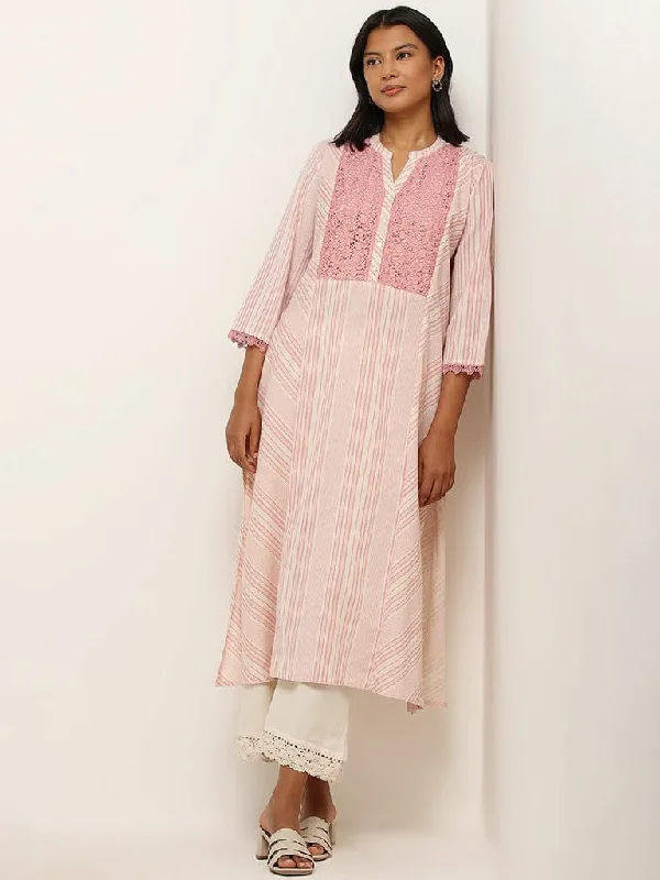 Women's pants for outdoor adventures Dark - wash women jeans for a sophisticated and slimming effect Utsa Pink Stripe Printed Cotton Blend A-Line Kurta Women's pants for outdoor adventures Dark - wash women jeans for a sophisticated and slimming effect Utsa Pink Stripe Printed Cotton Blend A-Line Kurta