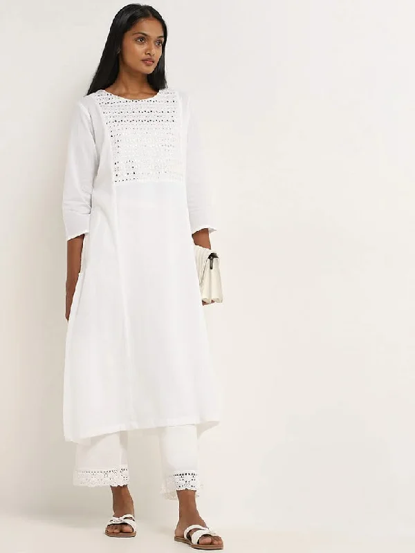 Women's skinny jeans pants High - waisted women jeans for a flattering silhouette Utsa White Embroidered Blended Linen A-Line Kurta Women's skinny jeans pants High - waisted women jeans for a flattering silhouette Utsa White Embroidered Blended Linen A-Line Kurta
