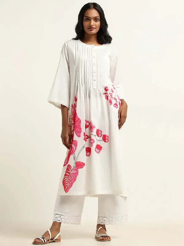Women's unisex - style casual pants Ripped women jeans for a rebellious and fashion - forward style Utsa White Printed Cotton Kurta Women's unisex - style casual pants Ripped women jeans for a rebellious and fashion - forward style Utsa White Printed Cotton Kurta