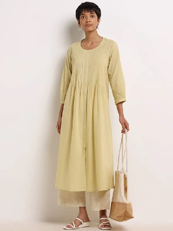 Women's polyester workout pants Button - fly women jeans with a traditional touch Utsa Yellow Pleated Cotton Buttoned Down Kurta Women's polyester workout pants Button - fly women jeans with a traditional touch Utsa Yellow Pleated Cotton Buttoned Down Kurta