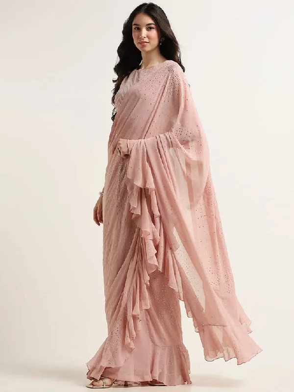 Women's hand - made artisanal pants Acid - wash women jeans with a retro finish Vark Dusty Pink Embellished Saree with Blouse Women's hand - made artisanal pants Acid - wash women jeans with a retro finish Vark Dusty Pink Embellished Saree with Blouse