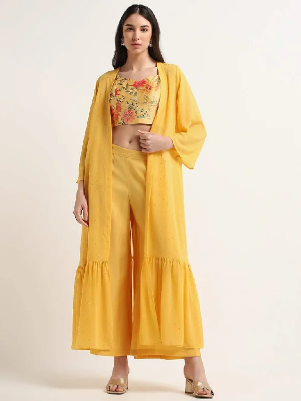 Women's pants for travel Embellished women jeans with studs or rhinestones for a glamorous touch Vark Mustard Floral Jacket Set Women's pants for travel Embellished women jeans with studs or rhinestones for a glamorous touch Vark Mustard Floral Jacket Set