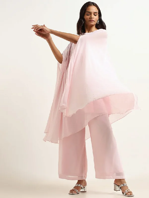 Women's petite - fit skinny pants High - waisted women jeans for a flattering silhouette Vark Pink Foil Embellished Kurta Set