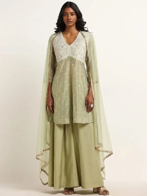 Women's pants for gym workouts Light - wash women jeans for a fresh and summery appearance Vark Sage A-line Kurta, Palazzos and Dupatta Set Women's pants for gym workouts Light - wash women jeans for a fresh and summery appearance Vark Sage A-line Kurta, Palazzos and Dupatta Set