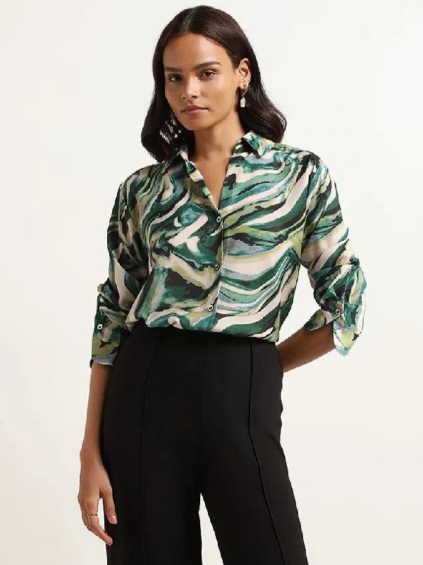 Women's on - sale casual pants Light - wash women jeans for a fresh and summery appearance Wardrobe Green Abstract Print Shirt Women's on - sale casual pants Light - wash women jeans for a fresh and summery appearance Wardrobe Green Abstract Print Shirt