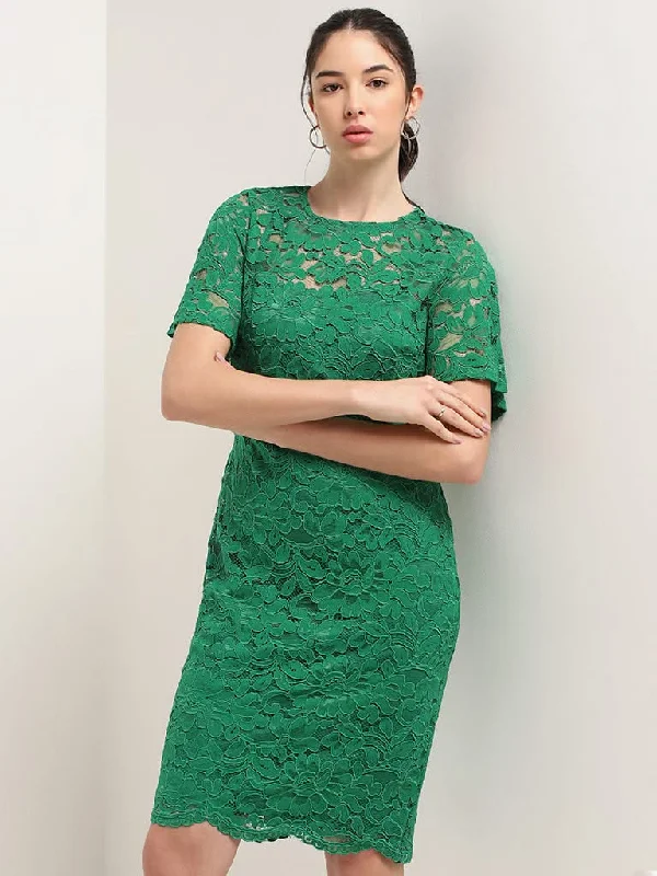 Women's embroidered ethnic pants Ripped women jeans for a rebellious and fashion - forward style Wardrobe Green Lace Bodycon Dress