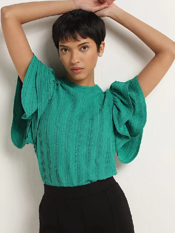 Women's tall - length straight pants Skinny women jeans with a form - fitting design Wardrobe Green Layered Sleeves Top Women's tall - length straight pants Skinny women jeans with a form - fitting design Wardrobe Green Layered Sleeves Top