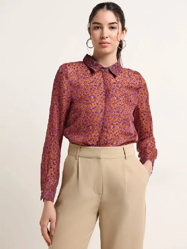 Women's matching top and pants set Mom jeans for a nostalgic and casual look Wardrobe Purple Animal Print Shirt Women's matching top and pants set Mom jeans for a nostalgic and casual look Wardrobe Purple Animal Print Shirt