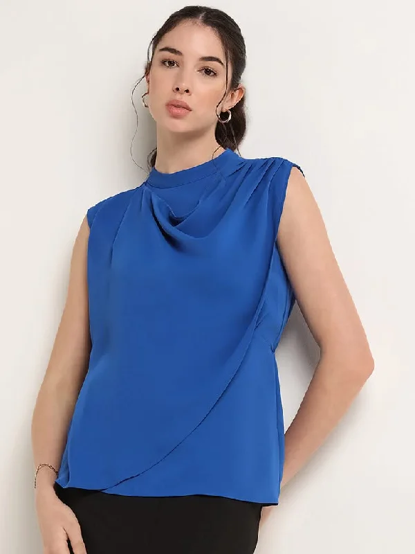 Women's pants for running Wide - leg women jeans for a modern and relaxed vibe Wardrobe Solid Blue Top